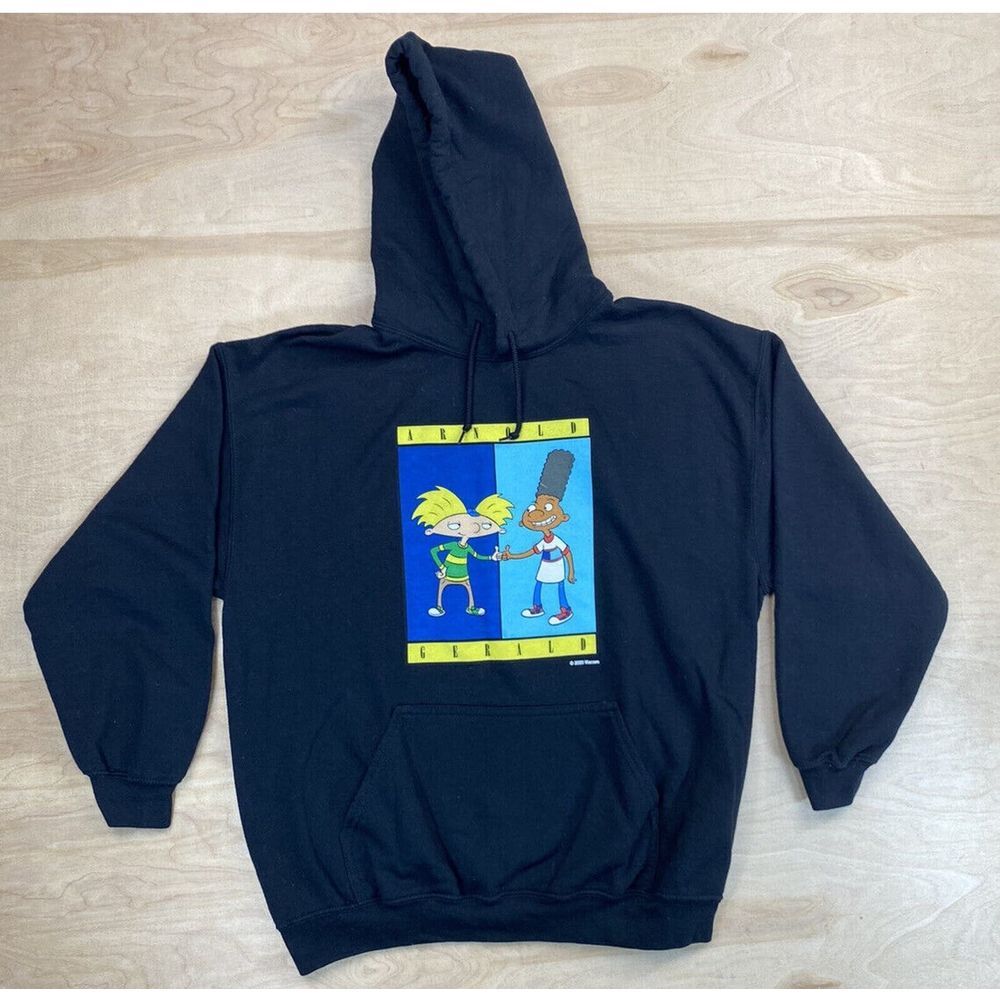 Nickelodeon Hey Arnold Gerald Graphic Hoodie Black Gildan Heavy Blend Large 2020